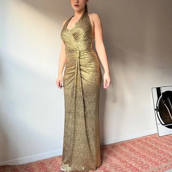 green emerald velvet dress Gold Beaded Halter Mermaid High Split Floor Length Prom Dresses